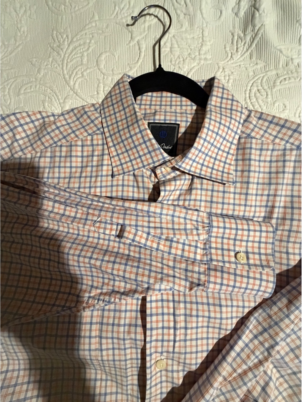 David Donahue Men's Button-Up Dress Shirt Size 17 34/35 Blue